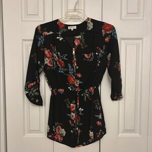 Stella Tweed Black and Red Flutter Sleeve Blouse